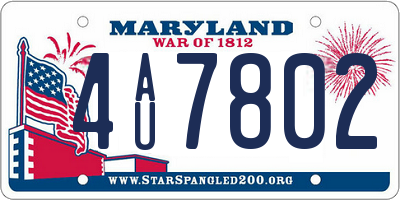 MD license plate 4AU7802