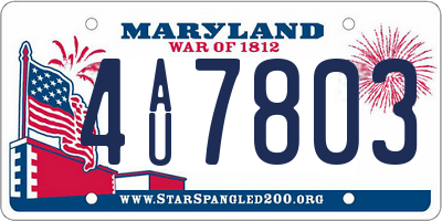 MD license plate 4AU7803