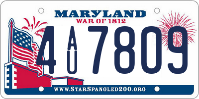 MD license plate 4AU7809