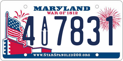 MD license plate 4AU7831