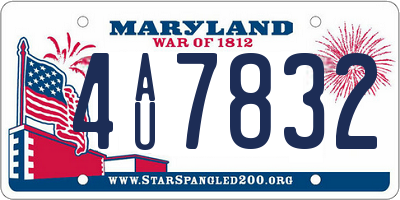 MD license plate 4AU7832