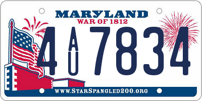 MD license plate 4AU7834