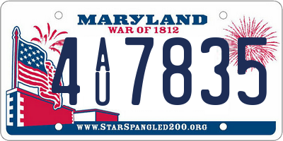 MD license plate 4AU7835