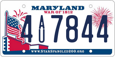 MD license plate 4AU7844