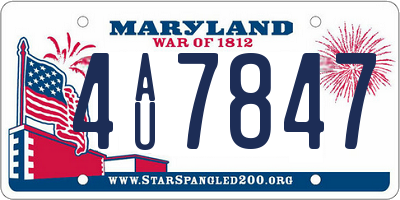 MD license plate 4AU7847