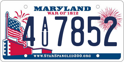 MD license plate 4AU7852