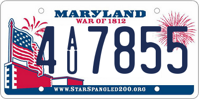 MD license plate 4AU7855