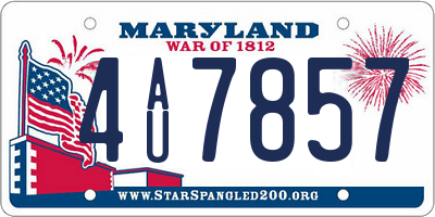 MD license plate 4AU7857