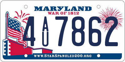MD license plate 4AU7862