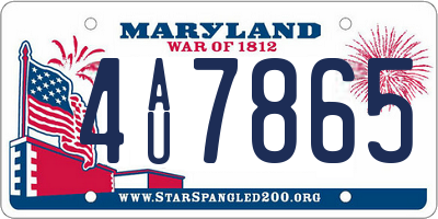 MD license plate 4AU7865