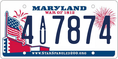 MD license plate 4AU7874