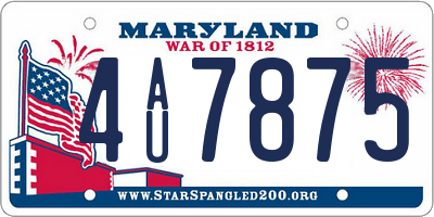 MD license plate 4AU7875