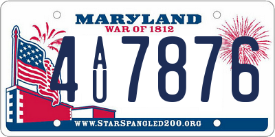 MD license plate 4AU7876