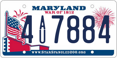 MD license plate 4AU7884