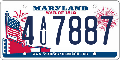 MD license plate 4AU7887