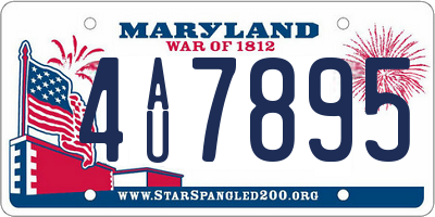 MD license plate 4AU7895