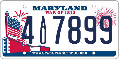 MD license plate 4AU7899