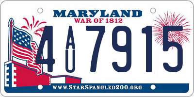 MD license plate 4AU7915