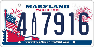 MD license plate 4AU7916