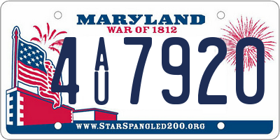 MD license plate 4AU7920