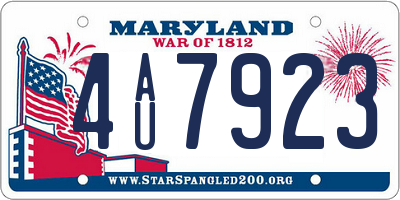 MD license plate 4AU7923