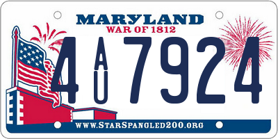 MD license plate 4AU7924