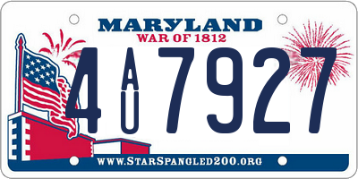 MD license plate 4AU7927
