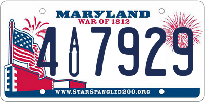 MD license plate 4AU7929