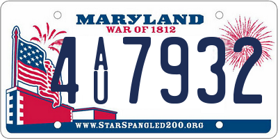 MD license plate 4AU7932