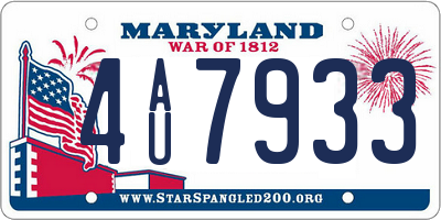 MD license plate 4AU7933