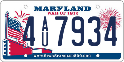 MD license plate 4AU7934