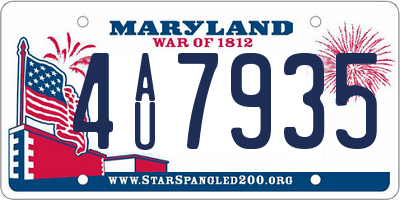 MD license plate 4AU7935