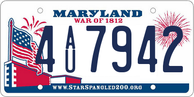 MD license plate 4AU7942