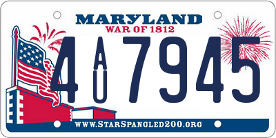 MD license plate 4AU7945