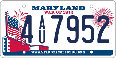 MD license plate 4AU7952