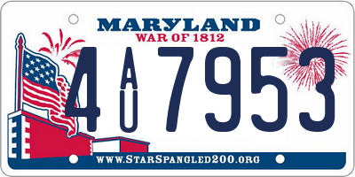 MD license plate 4AU7953