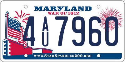 MD license plate 4AU7960