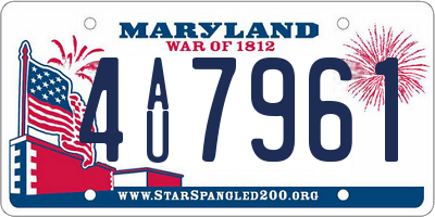 MD license plate 4AU7961
