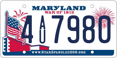 MD license plate 4AU7980