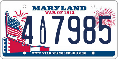 MD license plate 4AU7985