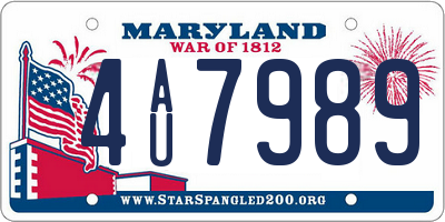 MD license plate 4AU7989