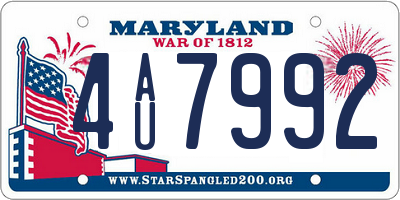 MD license plate 4AU7992