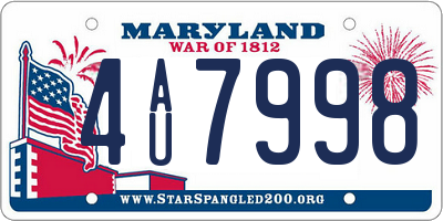 MD license plate 4AU7998