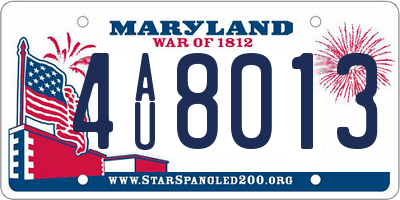 MD license plate 4AU8013