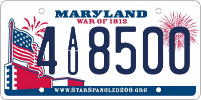 MD license plate 4AU8500