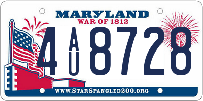 MD license plate 4AU8728