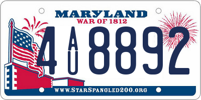 MD license plate 4AU8892