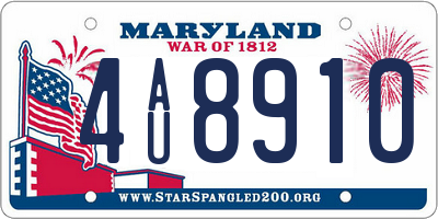 MD license plate 4AU8910