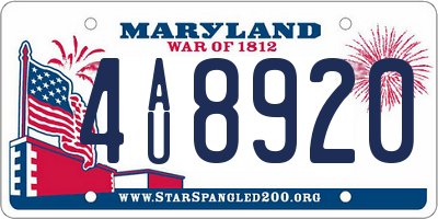 MD license plate 4AU8920