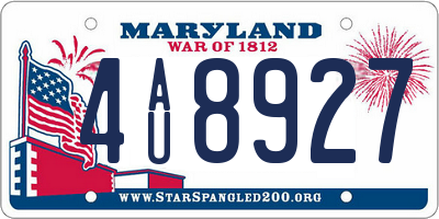MD license plate 4AU8927